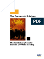 Visa Commercial Solutions: Merchant Category Codes For IRS Form 1099-MISC Reporting
