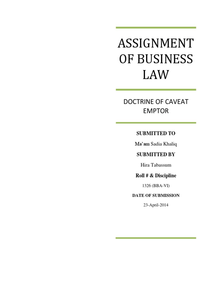 Caveat Emptor in Business Law | PDF