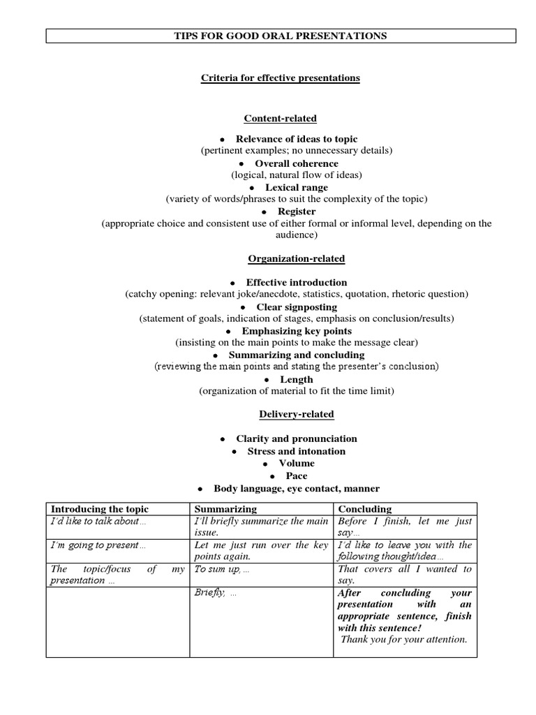 Effective Oral Presentation Tips | PDF | Foreign Language Studies
