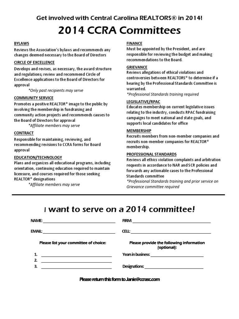 2014 Committee Form | PDF | Board Of Directors | Business