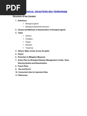 Biological Disaster Bio Terrorism