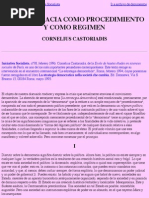 La Democracia Como Procedimiento y Como Régimen, Por Cornelius Castoriadis