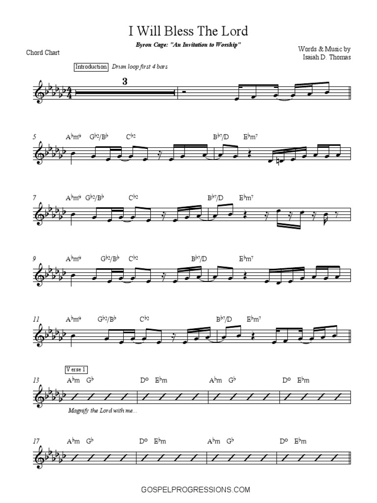I Will Bless The Lord Chord Chart | PDF
