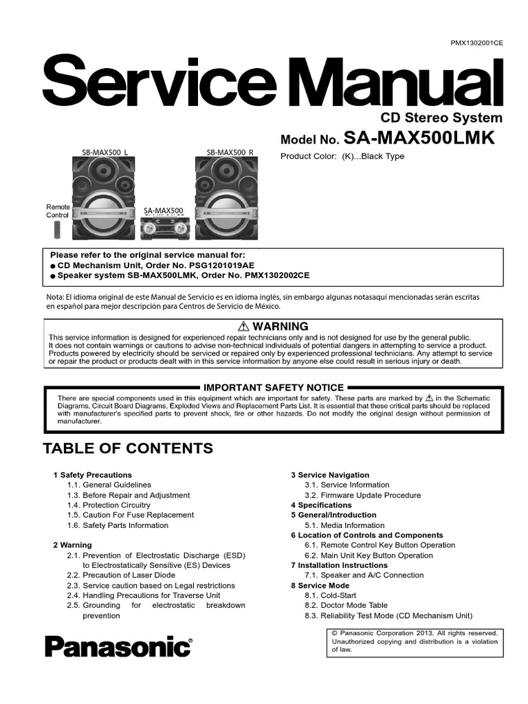 Manual SA-MAX500 Manual de servicio.pdf | Electrostatic Discharge