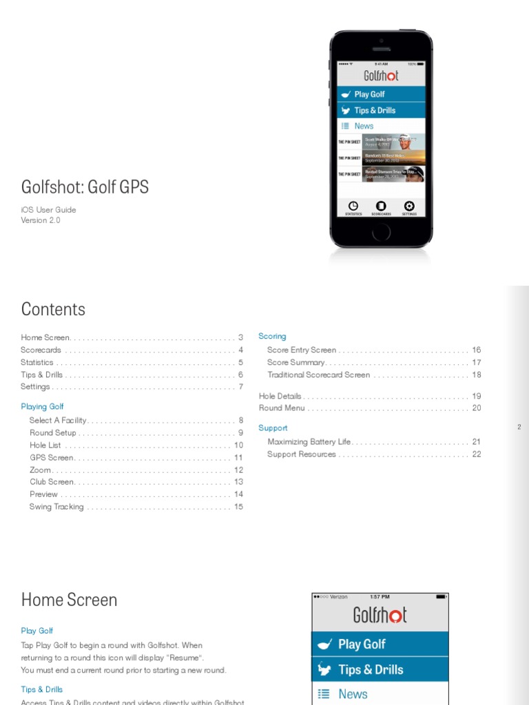 Golfshot IOS User Guide PDF Golf Course Precision Sports