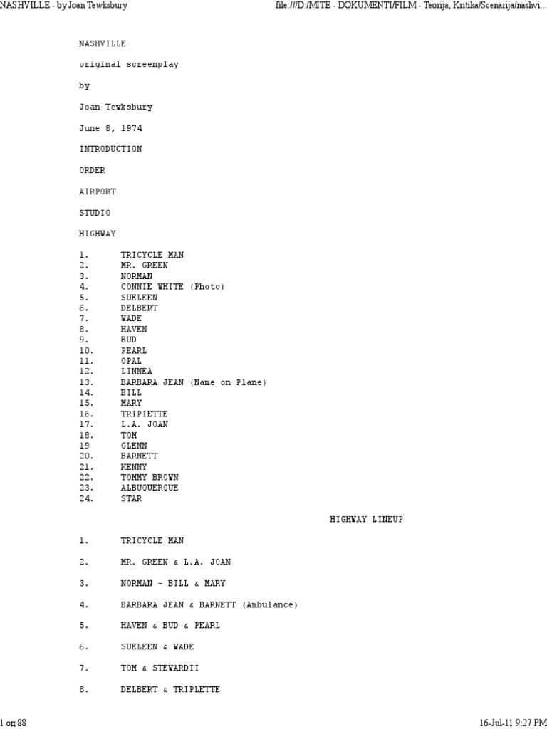 Nashville Script | Download Free PDF | Leisure | Transport