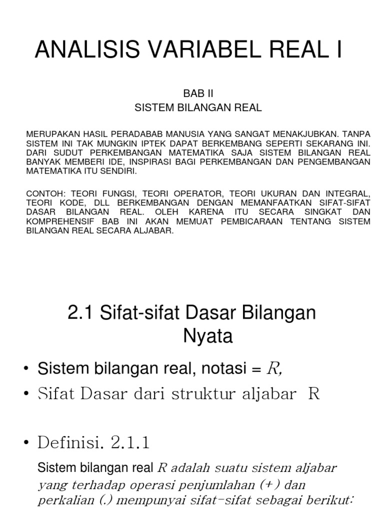 Analisis Variabel Real I | PDF | Rational Number | Logical Consequence