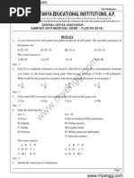 EAMCET 2014 Medical Question Paper With Solutions