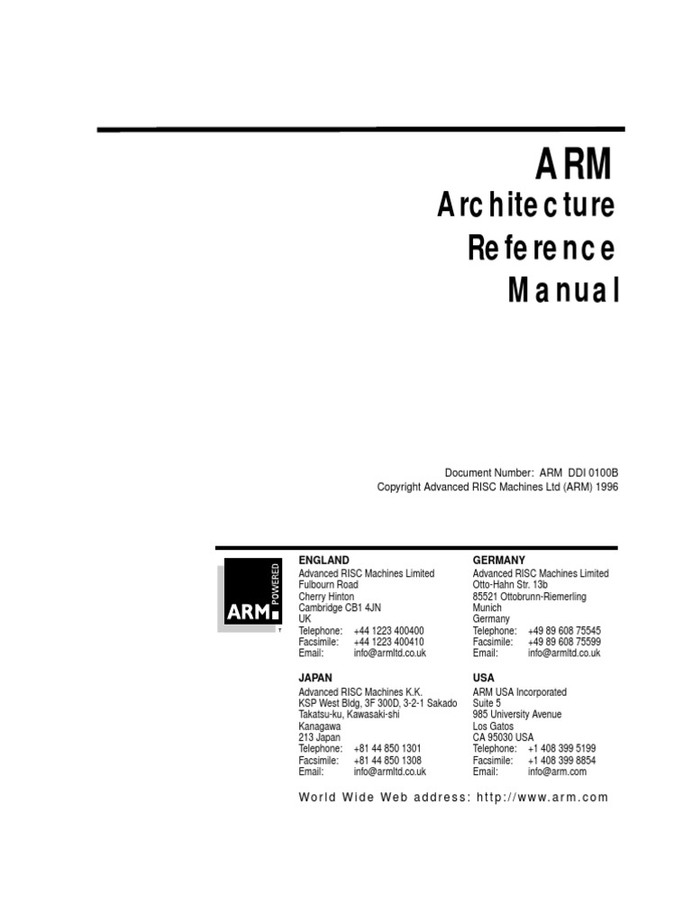 ARM Architecture Reference Manual ARM DDI 0100B Instruction Set
