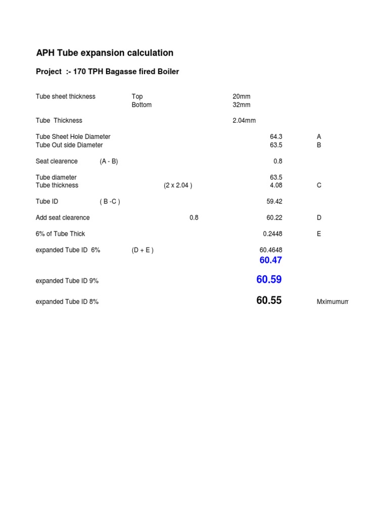 APH Tube Expansion Calculation Guide | PDF