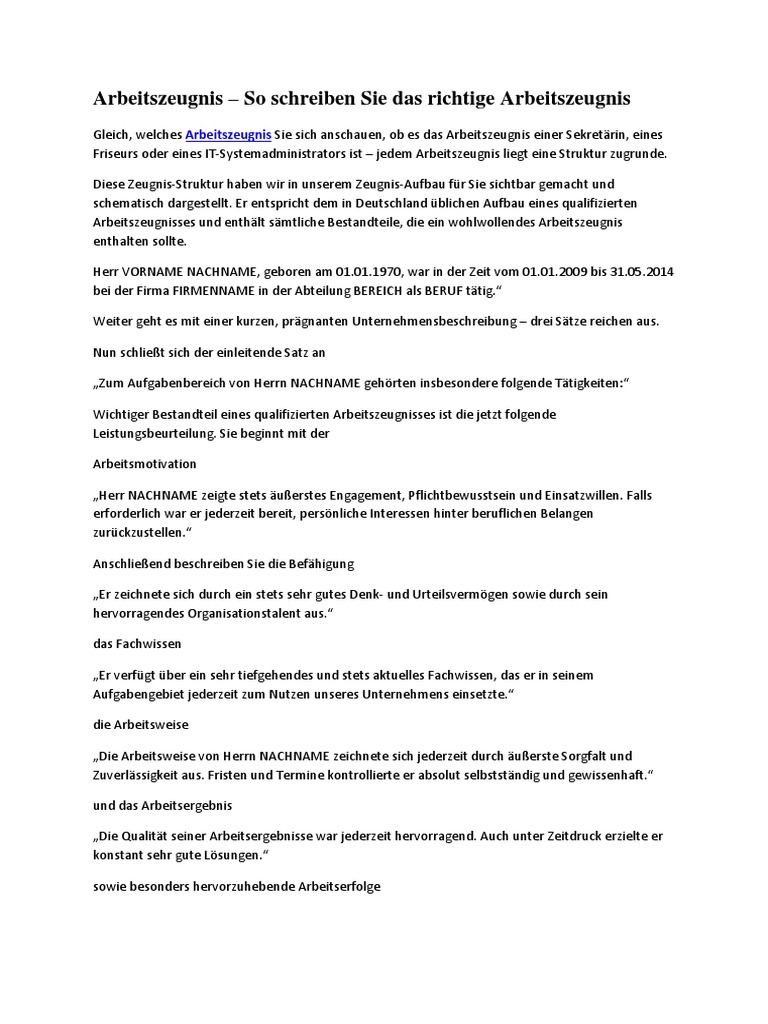 Arbeitszeugnis So Schreiben Sie Das Richtige Arbeitszeugnis