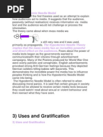 3) Uses and Gratification: 1) The Hypodermic Needle Model