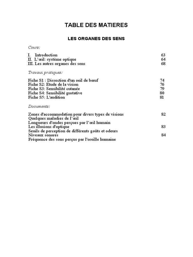 Les organes des sens et leurs fonctions | PDF | Olfaction | Goût