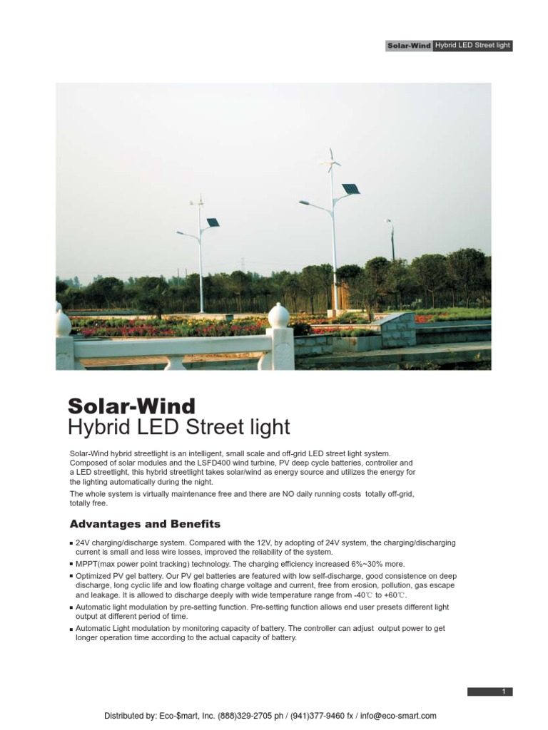 Solar-Wind Hybrid Street Light System | PDF | Wind Power | Battery ...