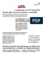 El Desempleo Aumenta en 447 Parados Desde Que García Lobato Es Alcalde