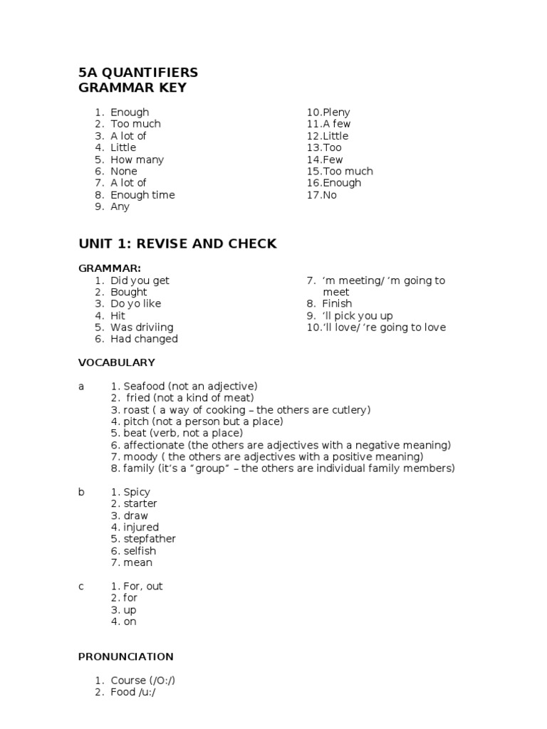 Understanding Quantifiers and Vocabulary | PDF