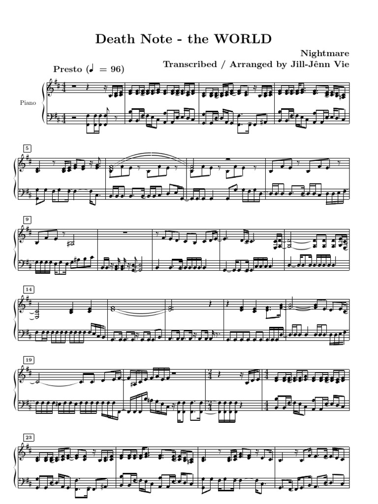 Death Note: The World - Piano | Pdf
