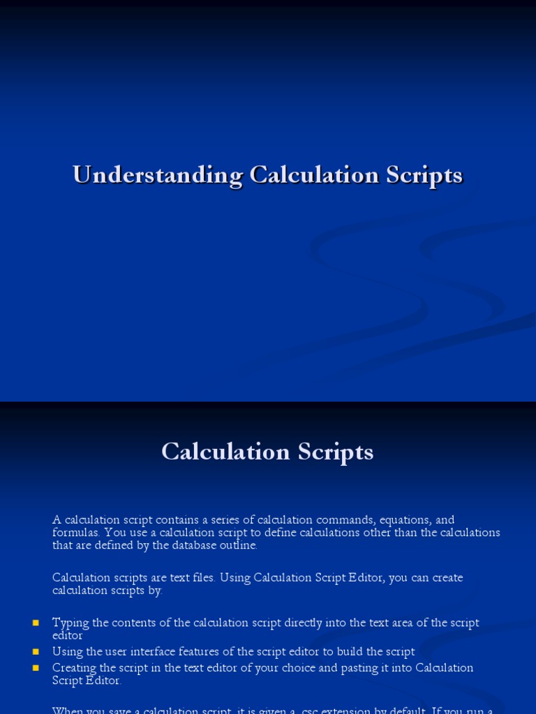 Understanding Calculation Scripts | PDF | Control Flow | Scripting Language