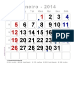 Calendário Grande Com Numeração Dos Dias Do Ano - 2014