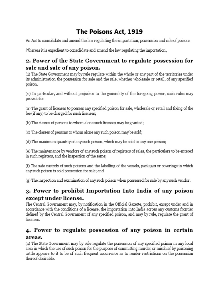 Poison Act 1919 by Naeem | PDF | Search Warrant | Criminal Justice