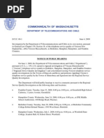 Mass DTC 09-1 Verizon West Mass Investigation Public Hearing Notice of 06-04-09