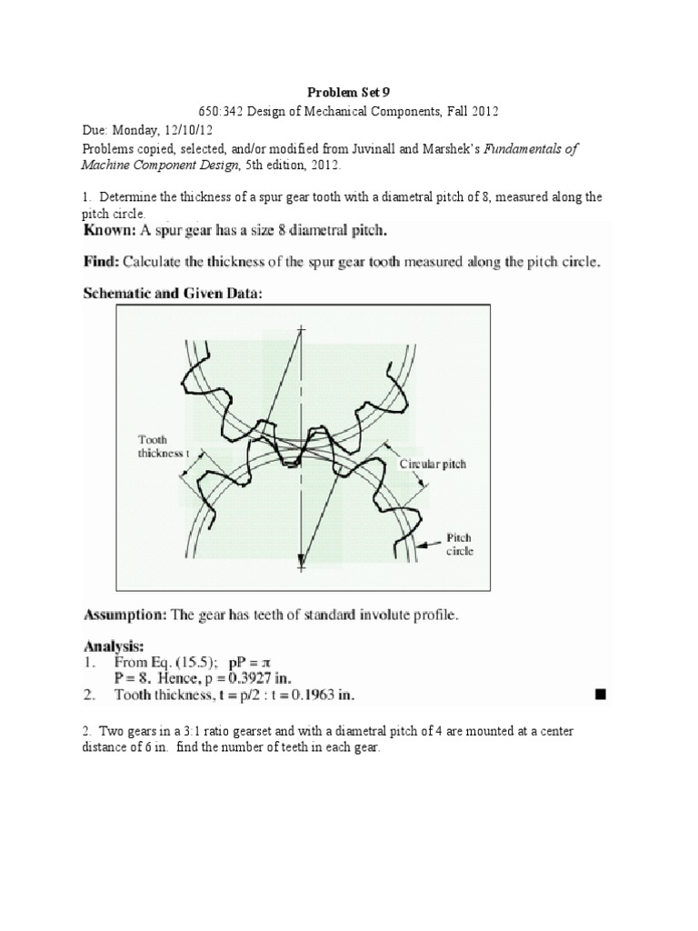 Machine Design Problem Set Solutions | PDF | Gear | Machines
