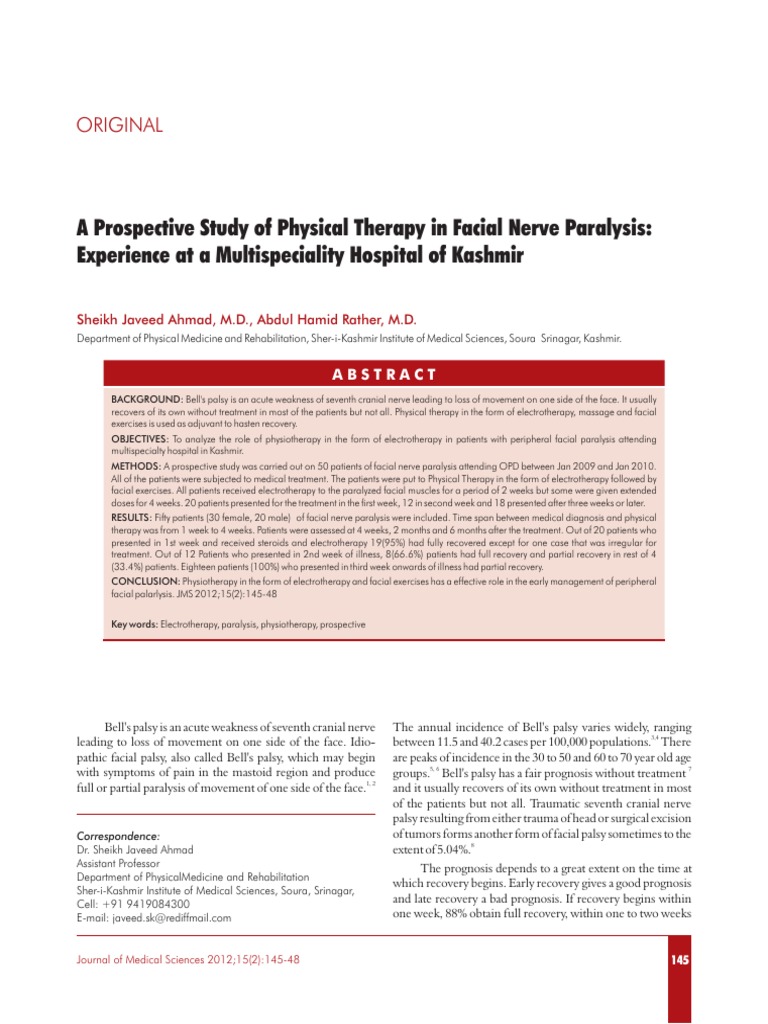 Bells Palsy | PDF | Physical Therapy | Nervous System