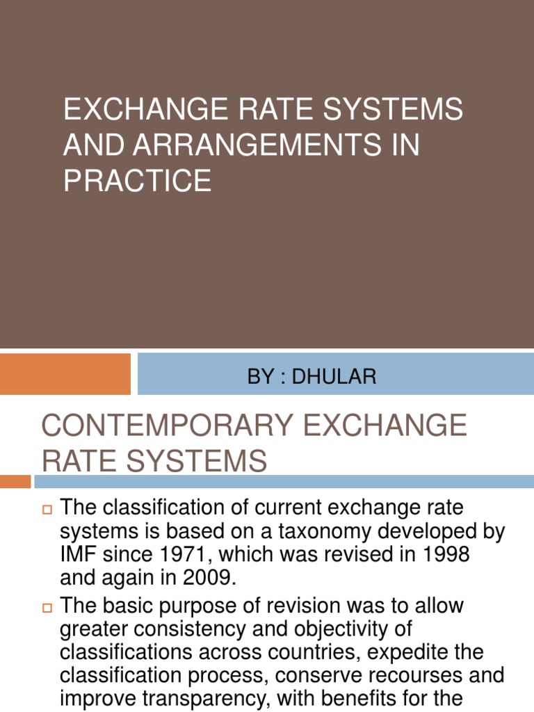 Exchange Rate Systems Overview | PDF | Fixed Exchange Rate System ...