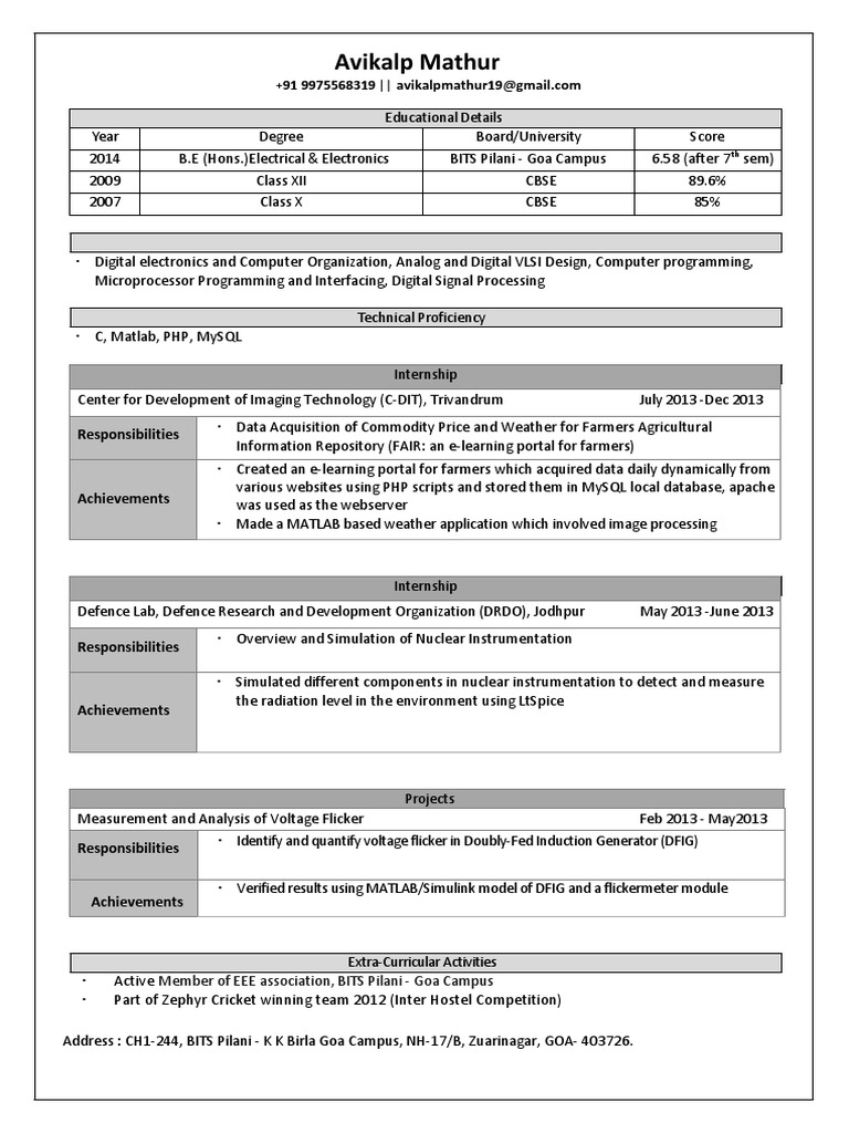 Avikalp Mathur Resume | PDF | Business