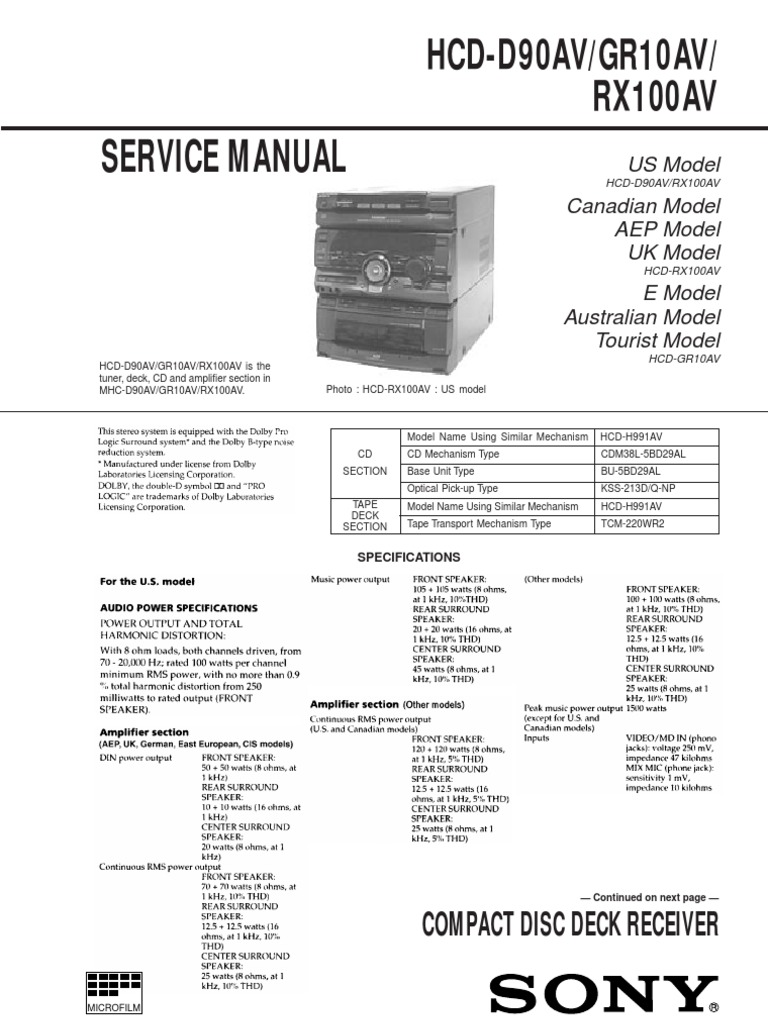 HCD D90av Gr10av Rx100av | PDF | Compact Cassette | Equipment