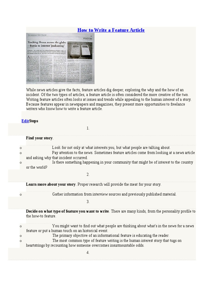 How To Write A Feature Article  News  Newspapers
