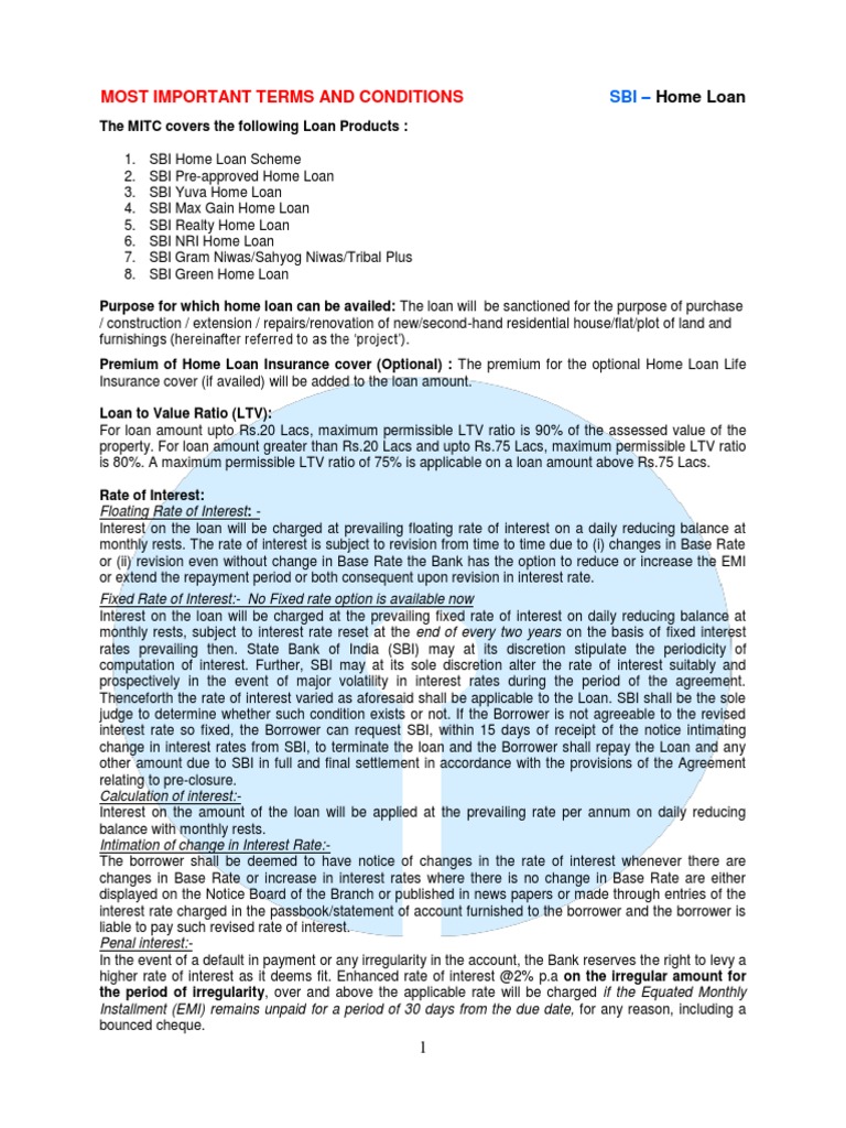 Sbi Home Loan Info | PDF | Mortgage Loan | Loan To Value Ratio