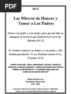 Libro Honrar Y Temer A Los Padres Mitzva Nombres De Dios En El Judaismo