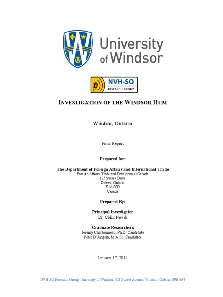 Windsor Hum Report PDF Noise Blast Furnace