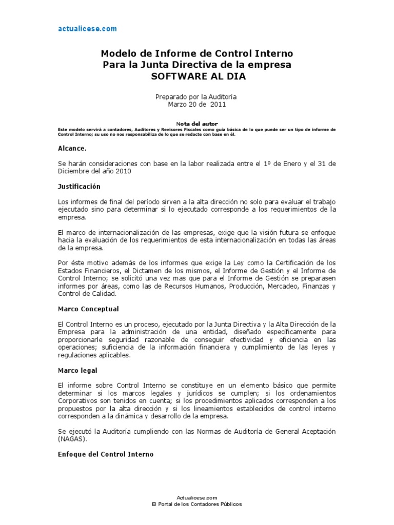 Control Interno Modelo Guia | PDF | Business | Contabilidad