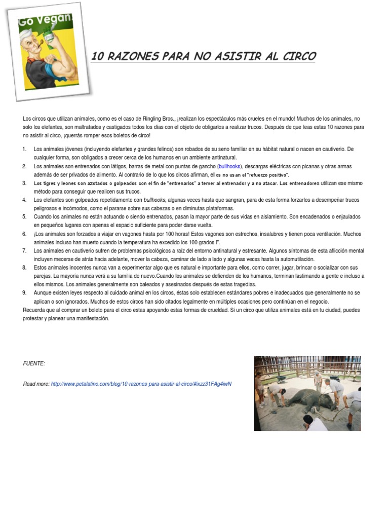 10 Razones para No Asistir Al Circo | PDF | Circo | Sicología, image size:768x1024