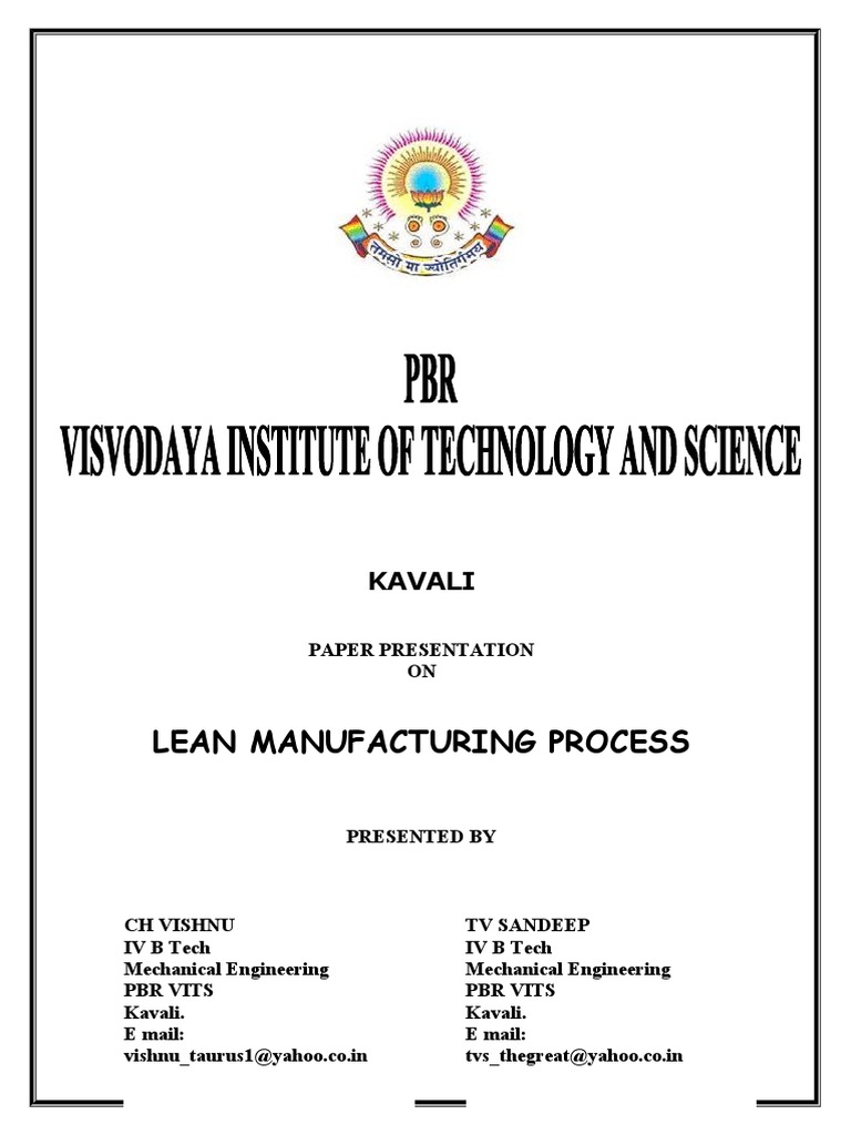Lean Manufacturing Paper Presentation | PDF