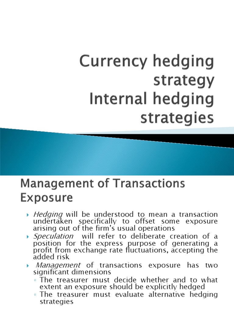 Internal Hedging Techniques for Currency Risks | PDF | Hedge (Finance ...