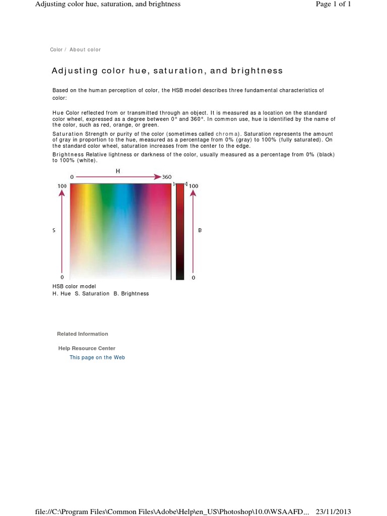 HSB Color Model Explained | PDF | Language Arts & Discipline