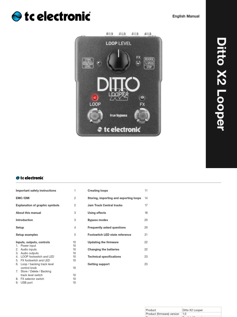 Tc Ditto x2 Looper Manual English Interference