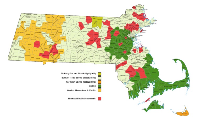 Electric Utility Map of Massachusetts  PDF  Business  Nature
