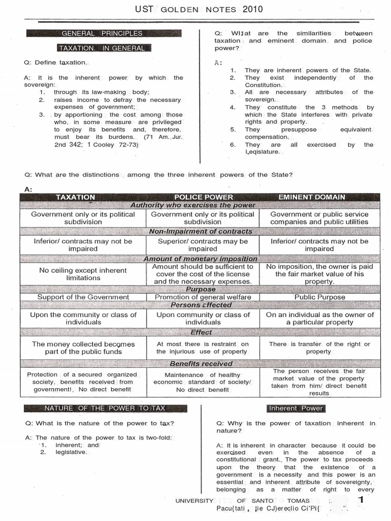 Taxation Law UST Golden Notes Download Free PDF Taxation In The