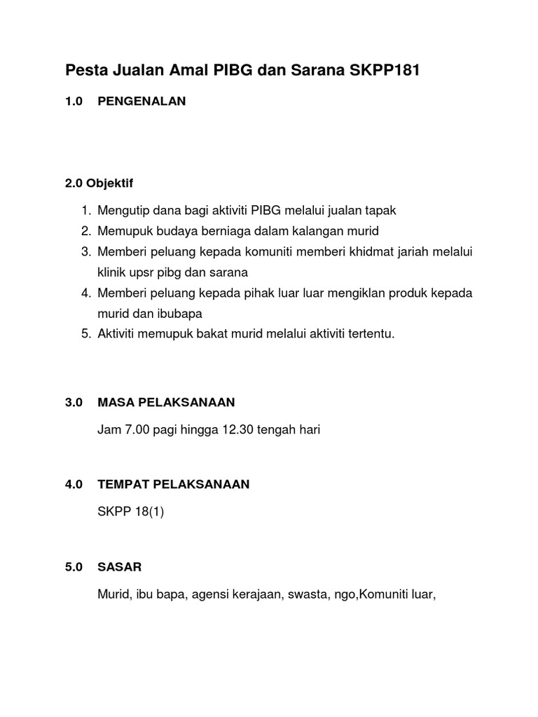 Pesta Jualan Amal Pibg Sarana