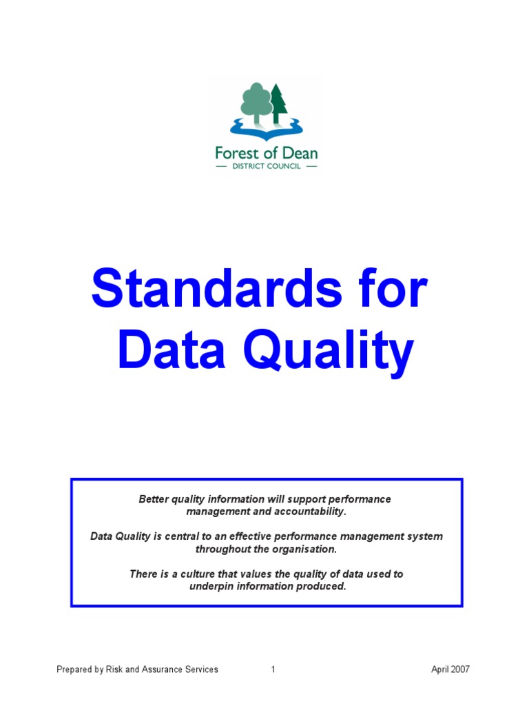 Data Quality Standards PDF Audit Governance