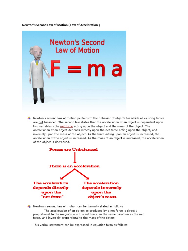 Newton's Second Law Explained: Force & Acceleration | PDF