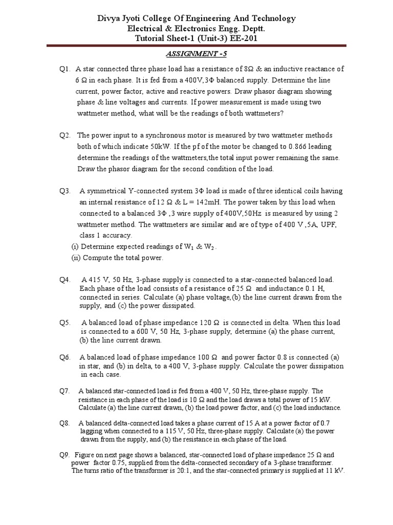 basic electrical technology assignment Electrical Impedance Force