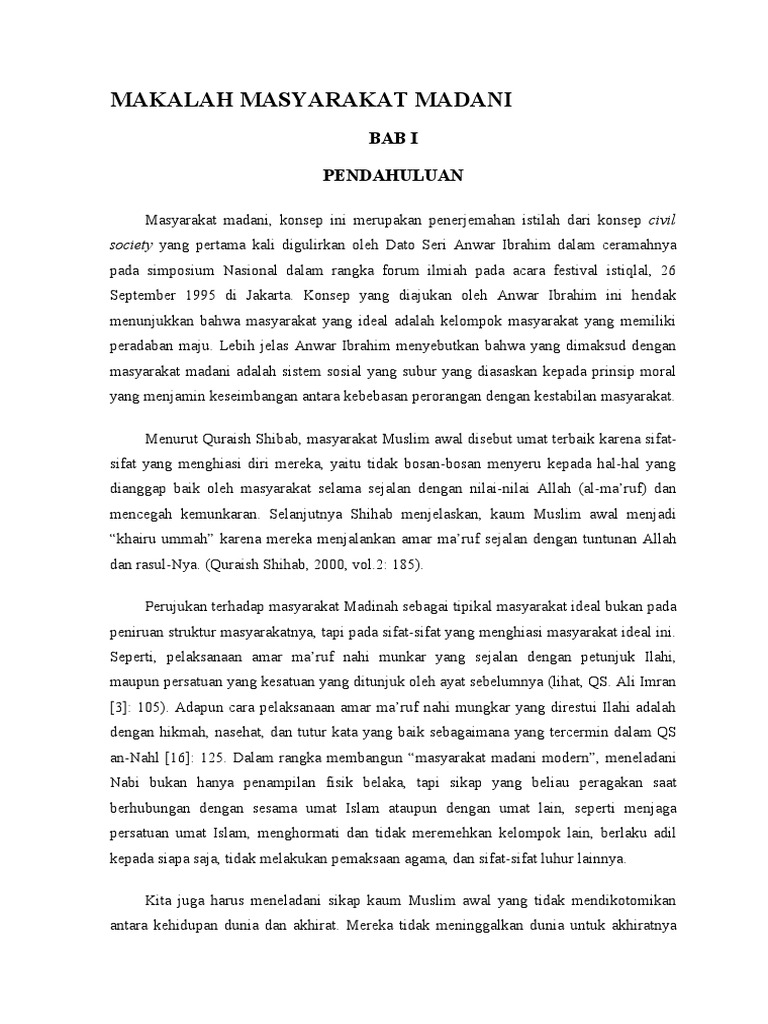 Makalah Masyarakat Madani