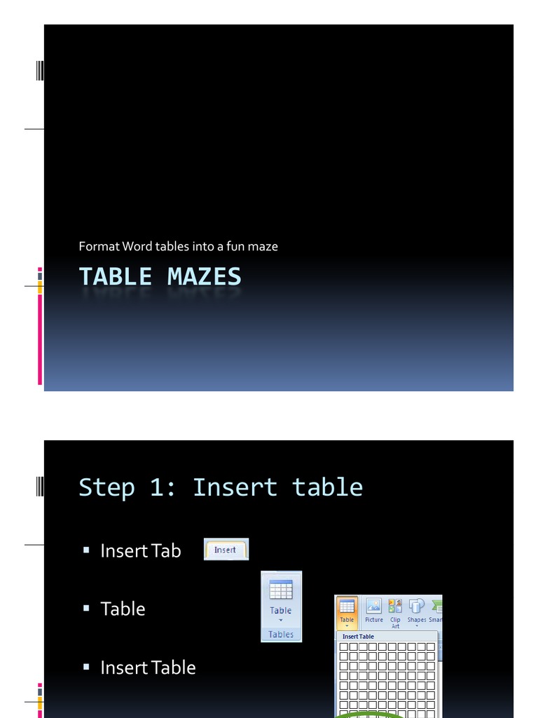Creating Table Mazes in Word | PDF