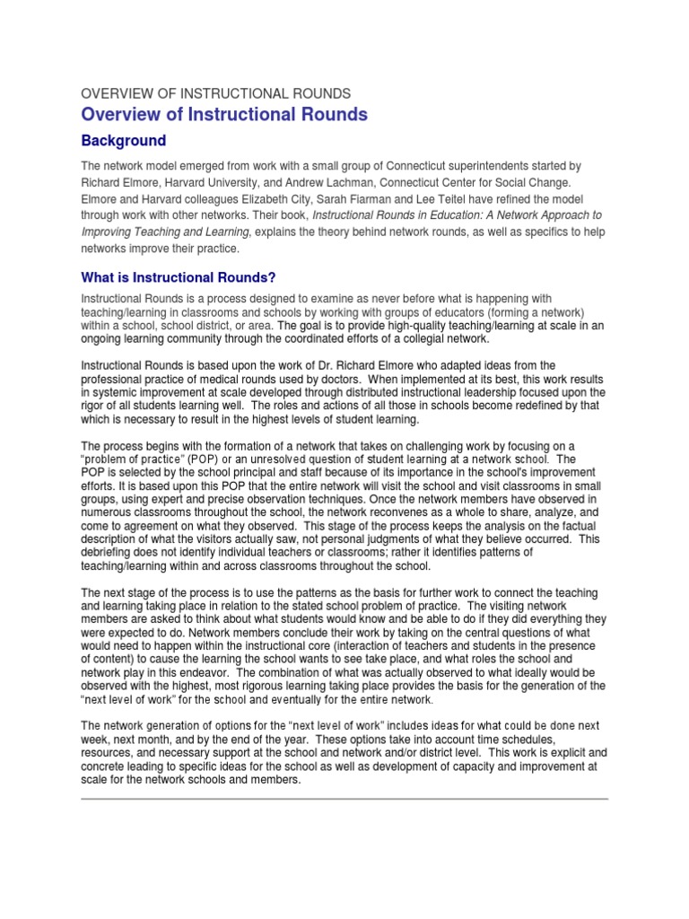 Instructional Rounds Guide | PDF | Classroom | Teaching