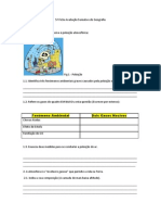 Ficha Avaliação Sumativa de Geografia - Ambiente